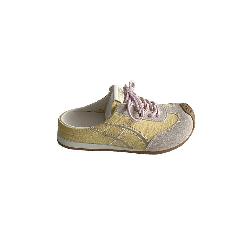 

Fashion German Training Shoes Women 2025 New Leather Women Sneakers Flat Lace-up Retro Large Size Forrest Gump Shoes Women 35 жёлтый