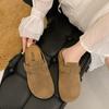 Leather retro bag head half slippers women's autumn new flat-bottomed one-pedal soft-soled Boken shoes