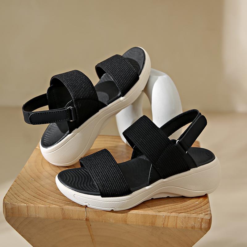 

Брендовые летние модные женские классические босоножки на плоской подошве с пряжкой и петлей на танкетке, мягкая удобная стелька 41 41 чёрный