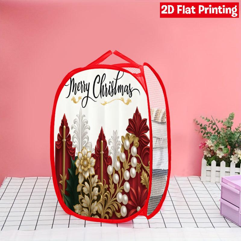 1Pcs Christmas Faceless Gnome Pop-Up Laundry Hamper Expandable Mesh Hamper Basket for Room Bedroom Bathroom Organization Contemporary Storage