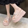 NEW Casual 8CM Wedge Slippers for Women Summer Non Slip Platform Sandals Woman Open Toe Comfortable Female Chunky Beach Slippers