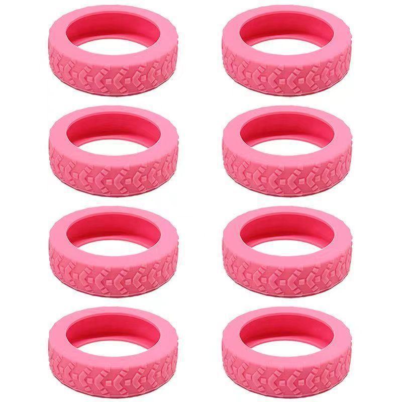 8pc Rubber Suitcase Wheel Covers Universal Fit Replacement Tire Pattern Protective Ring for Spinner Luggage Wheels Durable Material One Size розовый