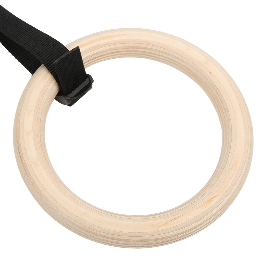 1 Paar Houten Gymnastiekringen met Verstelbare Gespbanden 330lbs Capaciteit Pull-up Oefenringen voor Home Gym Workout