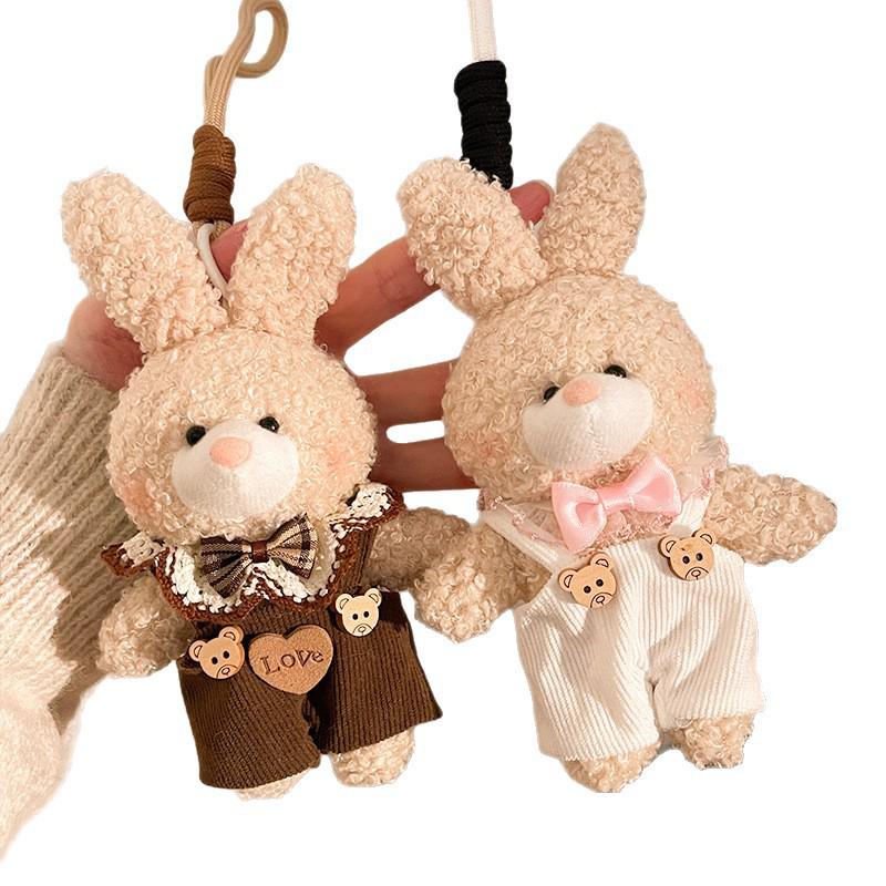 Long-Eared Rabbit Plush Keychain - Handmade Cartoon Pendant Ornament