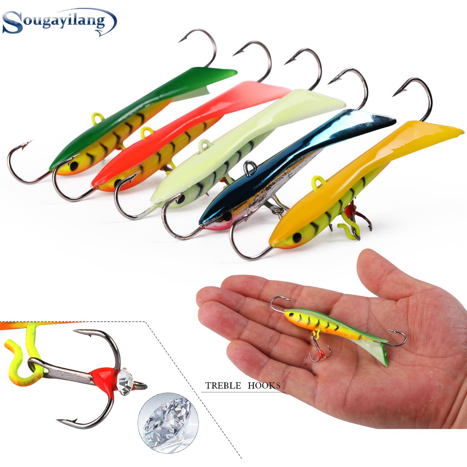 

Sougayilang 5 шт. приманка для зимней рыбалки на открытом воздухе, зимние виды спорта на открытом воздухе, 3D глаза, рыболовные джиг-приманки, рыболовные крючки, снасти 5PCS