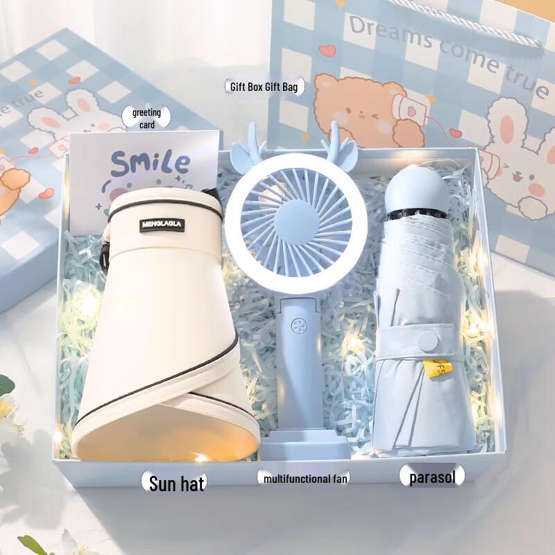 Elegant Gift Set: Sun Hat, Thermos & Umbrella