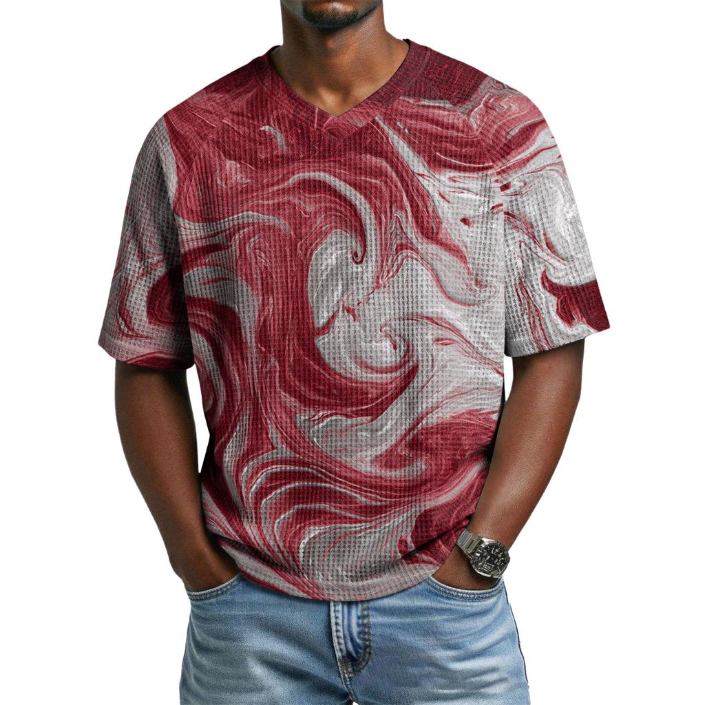 Men's Casual V-Neck Raglan Short-Sleeve Top