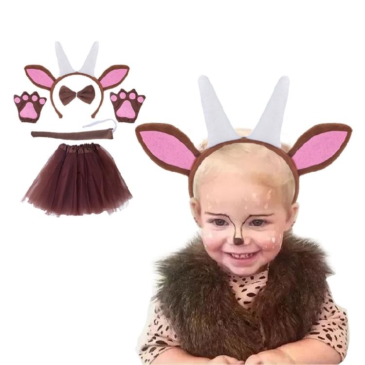 Halloween Cartoon Goat Shape Hair Hoop/Tail/Bowtie/Skirt Set for Woman Girls