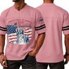 Mens V Neck Short Sleeve Jersey Style T Shirt with States 250th Anniversary Print and Flag Graphic