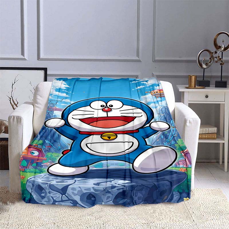 This 3D Printed Doraemon Cartoon Blanket Is a Warm and Comfortable Flannel Blanket Suitable for Bedrooms, Sofas, Beds, Chairs,