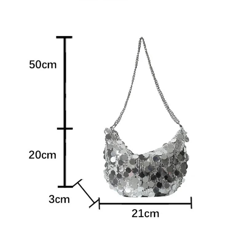 Evening Clutch Bag Korean Chain Sequins Crossbody Bag Dinner Party Wedding Purses Handbag Female Underarm Shoulder Crossbody Bag