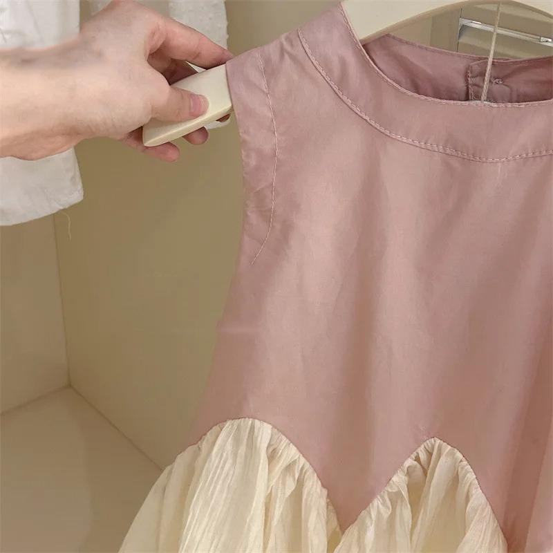 Girls Sleeveless Vest Princess Dress Summer Children Clothing Patchwork Fishtail Dress Soft Comfort Fashion Cute Sweet