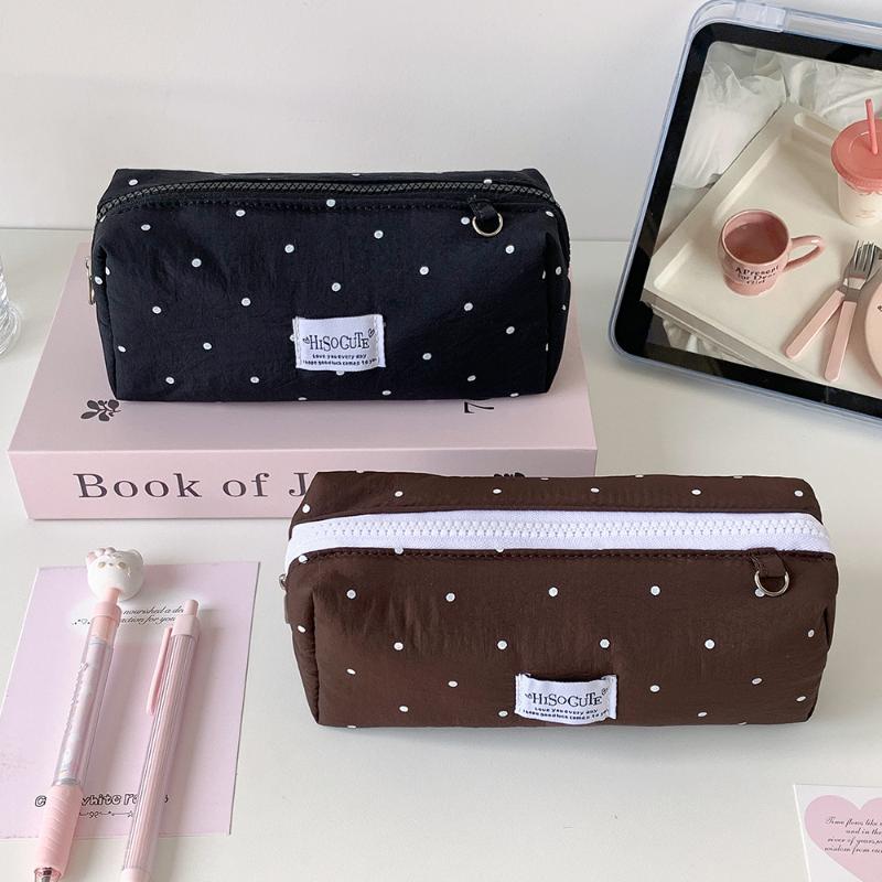 Simple Fashion Solid Color Large Capacity Pencil Case Student School Desktop Stationery Storage Pen Bag Makeup Bag Gift
