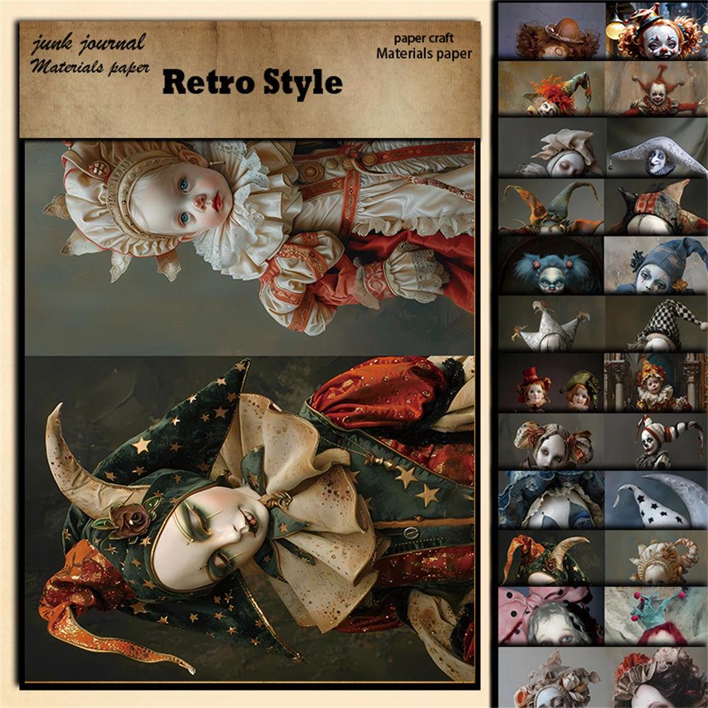 Ретро-клоун Тематический Коллаж Материал Бумага Наклейки - 12 Листов для Поделок DIY