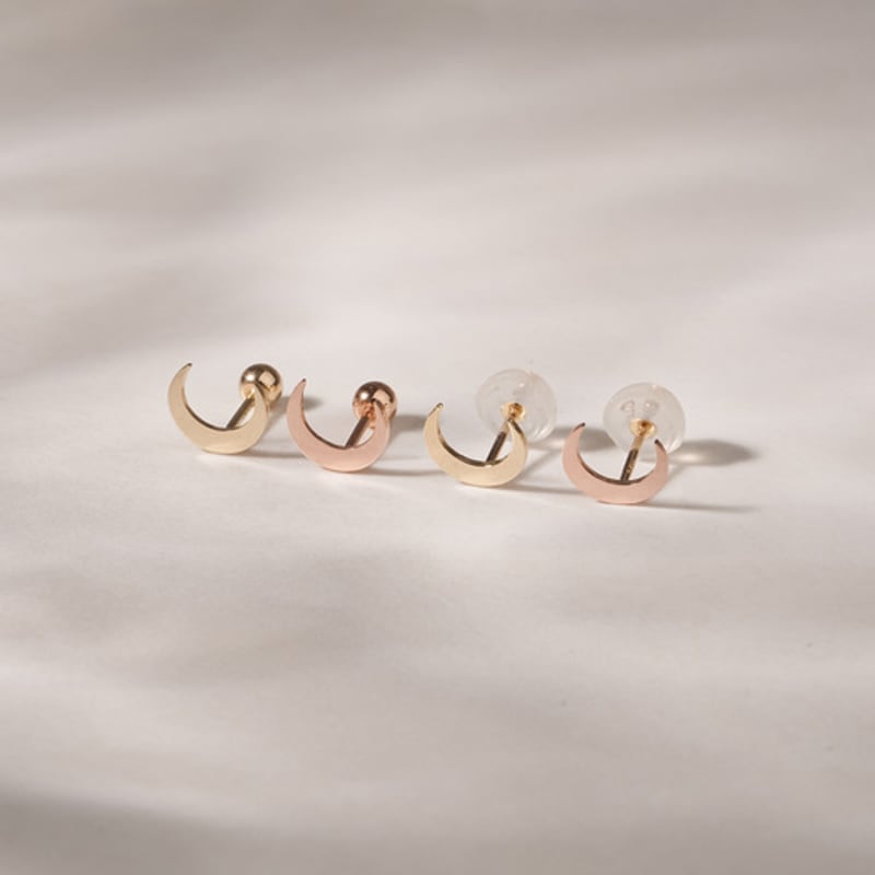 JEWNEL 14K Simple Bold Moon Piercing Earrings