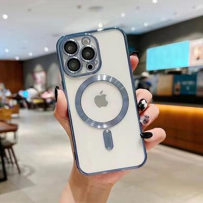 Neue galvanisierte Handyhülle für iPhone 17 16 15 14 11 12 13 Pro Max 17 Pro Klar für Magsafe Magnetischer Linsenschutz Weiche Hülle