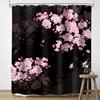 Black Cherry Blossom Shower Curtain Sakura Pink Floral Blooming Flower Spring Japanese Asian Aesthetic Fabric Waterproof