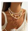 Elegant Pearl and Stainless Steel Beach-Style Necklace & Bracelet Set for Women