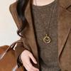 Vintage Brown Tiger Eye Stone Pendant Necklace For Women Fashion Long Rope Sweater Chain Necklaces