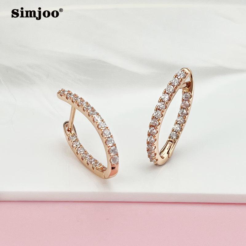SIMJOO Rose Gold Ladies Earrings Cool Wind Fashion Irregular Zircon Earrings