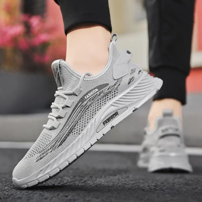 Fashion Running Men's Casual Sneakers Mesh Upper Black Without Leather On Clearance Gym Spring and Autumn Breathable Male Sports Shoes