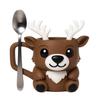 Reindeer Ice Cream Pint Holder with Spoon Slot Thermal Protection Cup Coaster Animal Shape Christmas Ice Cream Cup Holder