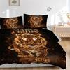 Custom Name Fire Tiger Bedding 3 Piece Set HD Print Duvet Cover Pillowcases for Teens Adult Bedroom Decoration Christmas Gift