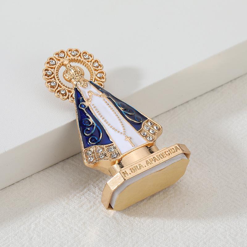 Alloy Prayer Cross Figurine Polished Shiny Surface Religious Statue for Bedroom Living Room Desktop Home Decoration