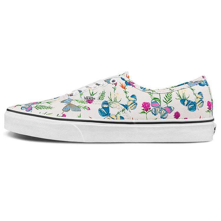 Vans Authentic Series Butterfly Floral Print Casual Low-Top Skate Shoes Unisex Sneakers White VN0A5HZSUC0