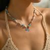 Summer Ocean Series Seashell Necklace - Fashionable Blue and Pink Beach Clavicle Chain Jewelry for Women