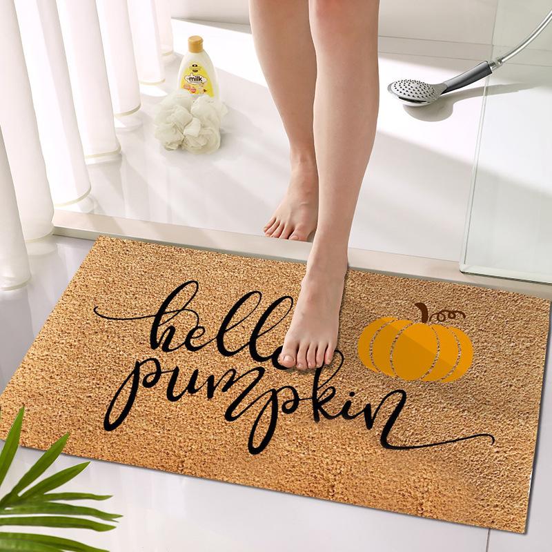40X60CM Welcome Home Doormat Pumpkin Cartoon Letter Halloween Front Door Mat Carpet Decoration Floor Non-Slip Door Mat