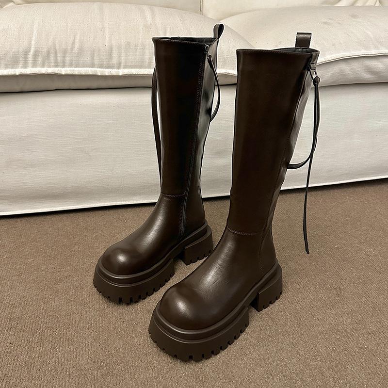 

Thick heel thick sole fashion boots women s 2024 new British style side zipper fashion temperament boots street knight boots 40