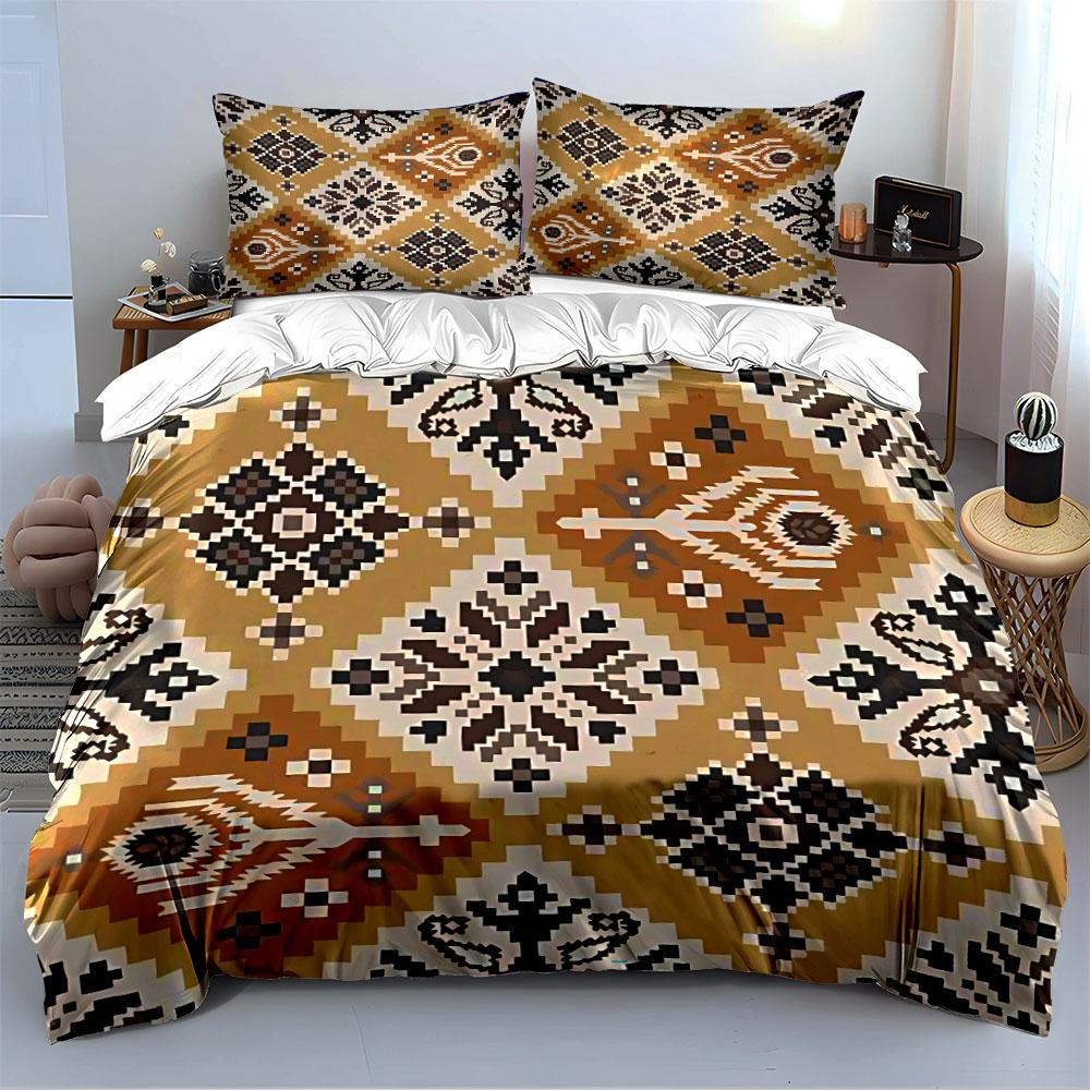Geometric Boho Pattern Set Bedding Duvet Cover Set Duvet Cover Pillowcases (1*Duvet Cover 2*Pillowcases, without duvet insert)