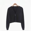 Fashion Short High Waist Long Sleeve Collar Women's Knit Cardigan Sweater Coat for Autumn Winter
