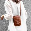 Skulderveske crossbody, mobiltelefonveske, mykt skinn, westernstil, moden mote, retro liten veske