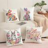 Cute Easter Bunny Cushion Cover Short Plush Doublesided Print Square Throw Pillow Covers Sofa Home Cushion Decor
