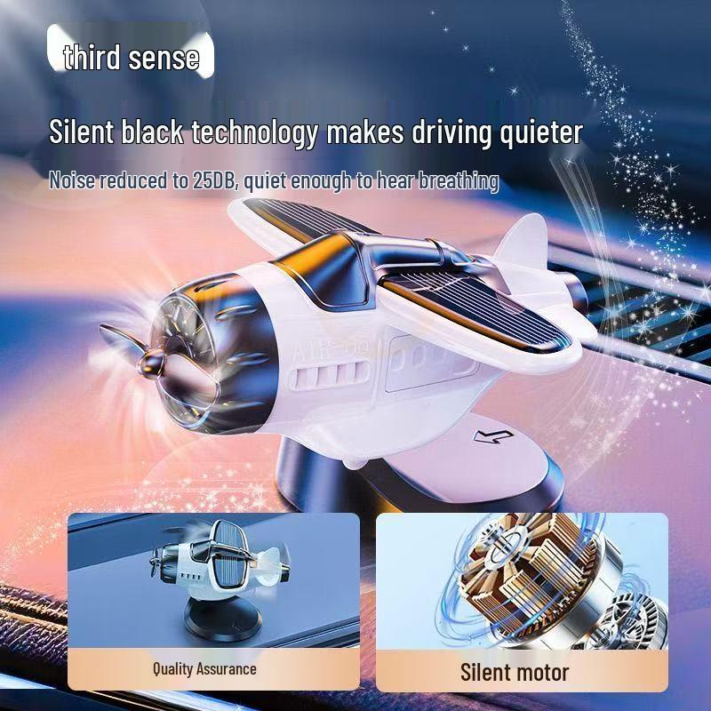 Solar-Powered Rotating Airplane Dashboard Ornament