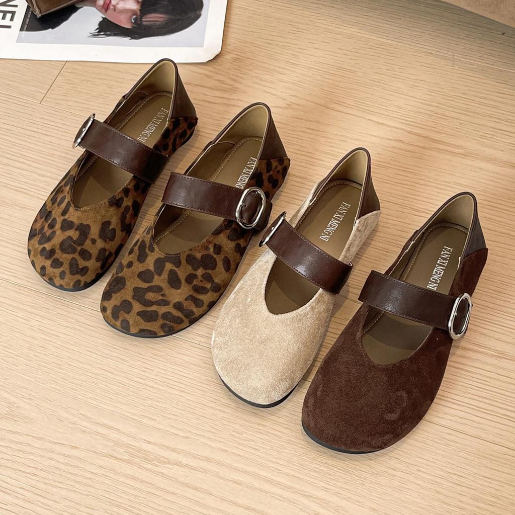 New Designer Women Flat Shoes Trend Leopard Print Suede Leather Casual Boat Shoes Comfortable Slip-on Loafers