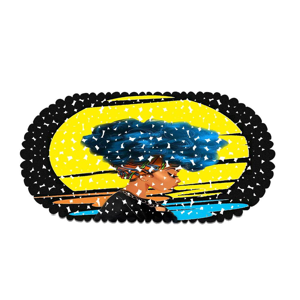 

African Woman Digital Printing Bathroom Mat Non-Slip Door Mat Swimming Pool Public Places Non-Slip Floor Mat Pattern 35*70CM