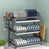 1 Set Carbon Steel 3-Tier Bowl Dish Rack, with Drying Tray, Large Capacity, for Kitchen Storage, Holding Plates, Bowls, Utensils and Cutting Board