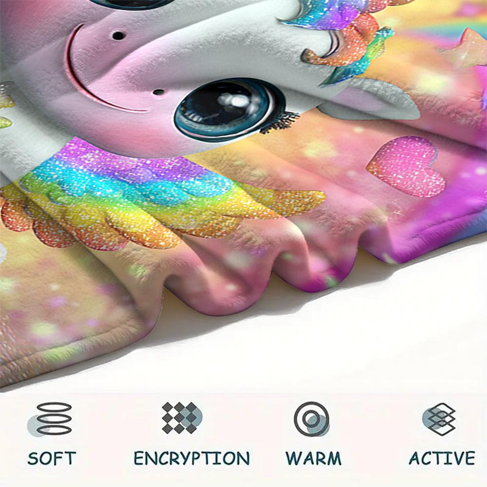 Unicorn Print Flannel Blanket, High Quality Comfortable for All Seasons, Home Decor, Warmth and Comfort, Perfect for Christmas Gifts
