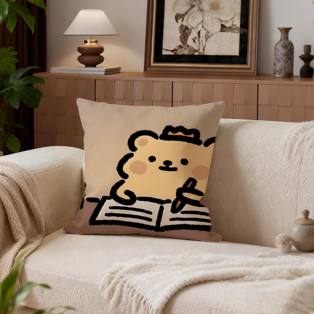 Cute Bearisbug Cushion Cover Cushion Cover Set 4Pcs 50X50 45X45 40X40 Pillowcase Decorative Sofa Home Decor