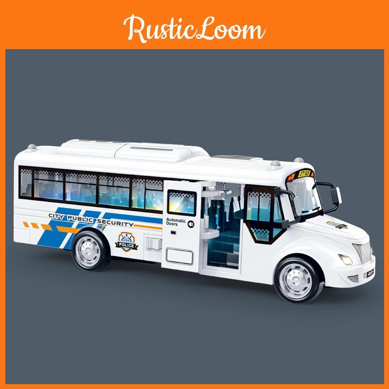 Public Plastic Bus Playset With Sound And Light Function Kids Simulation Model