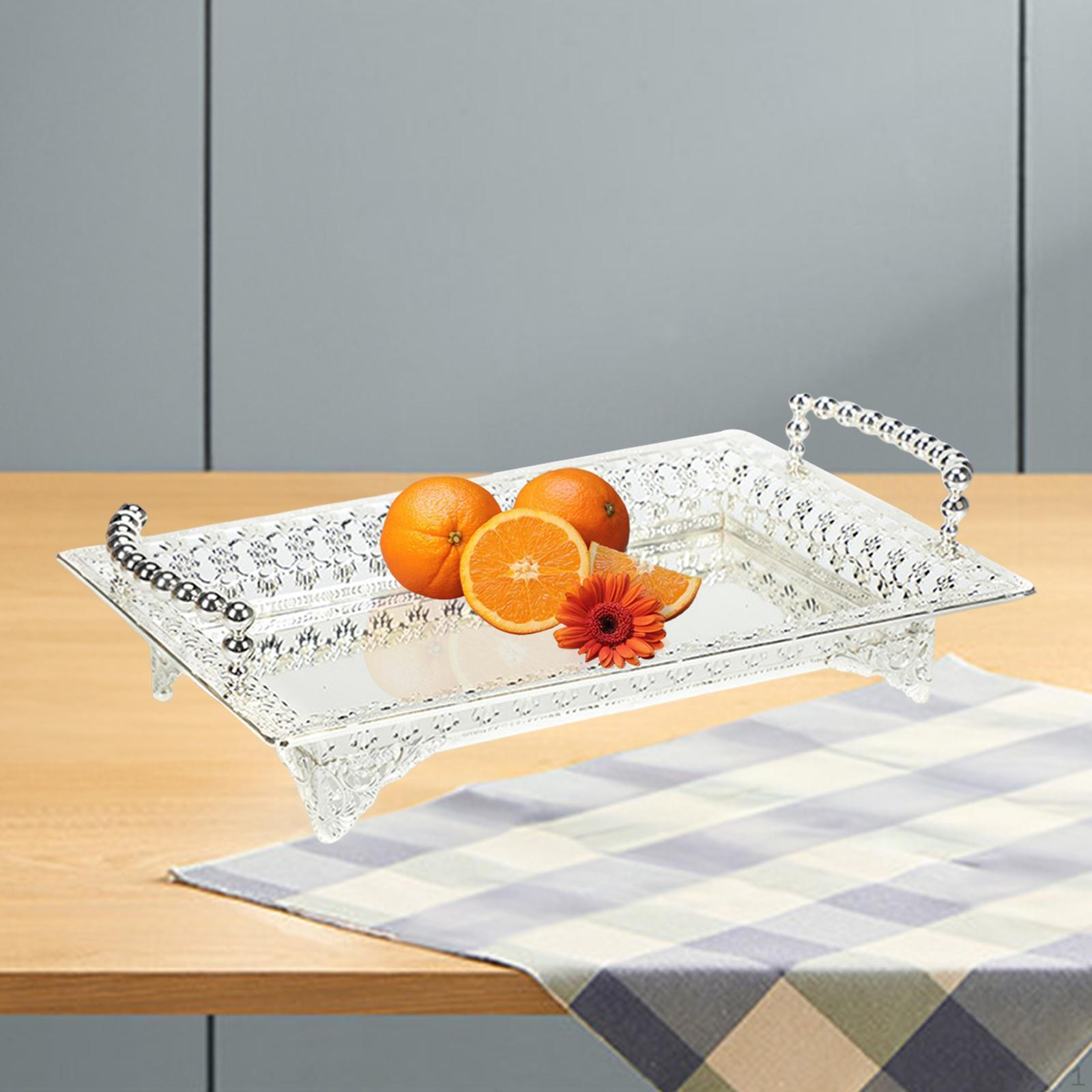 

Decorative Tray for Serving Snacks and Storing Makeup in Household Settings срібний