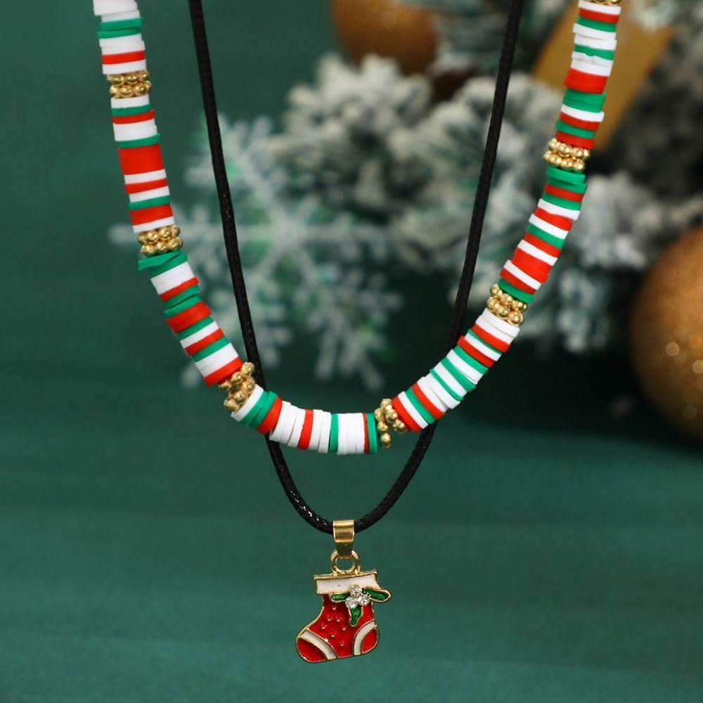 2/3/4pcs/set Cartoon Rice Beaded Chain Christmas Tree Cartoon Pendant Choker  Decoration