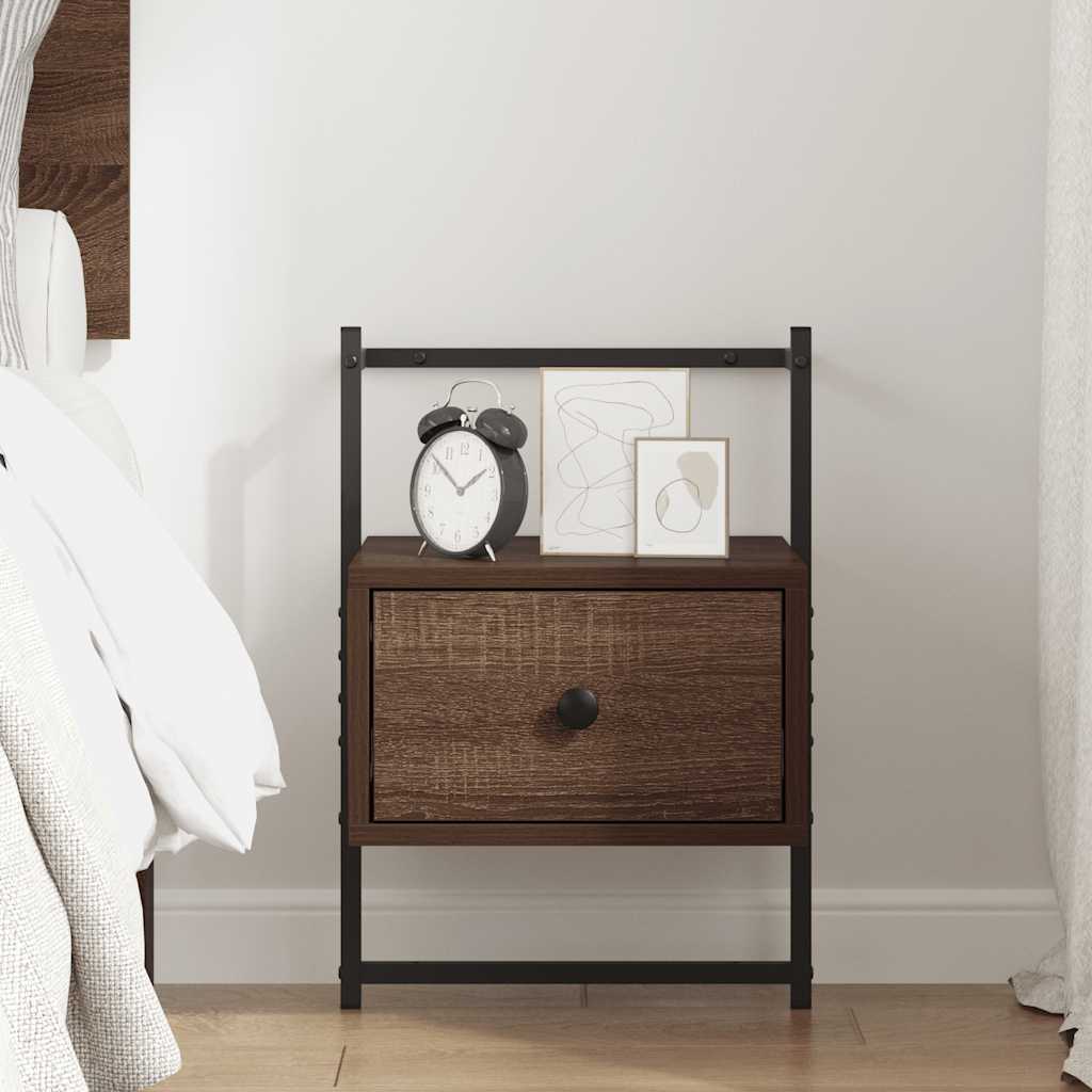 Wall Mounted Nightstand Brown Oak Look 35 x 30 x 51 cm Engineered Wood