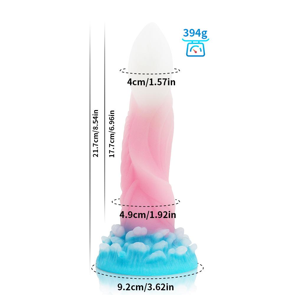 Mixed Color Glow in The Dark Dog Dildo Alien Simulation Penis Fake Penis Male and Female Flirting Masturbator Sex Toy