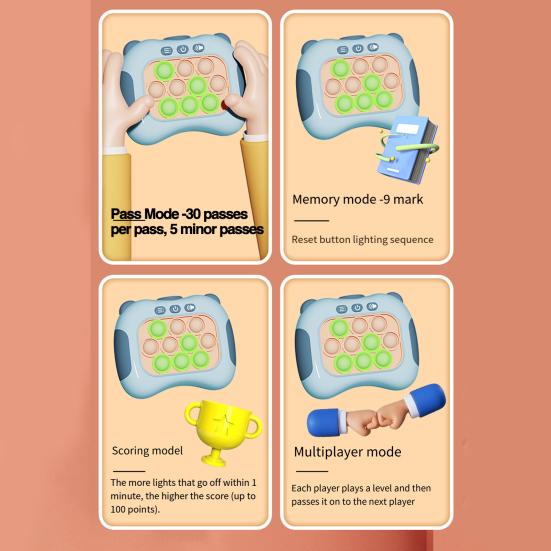 Push Bubble Game With Lanyard Light Up 4 Modes Handheld Funny Kids Adults