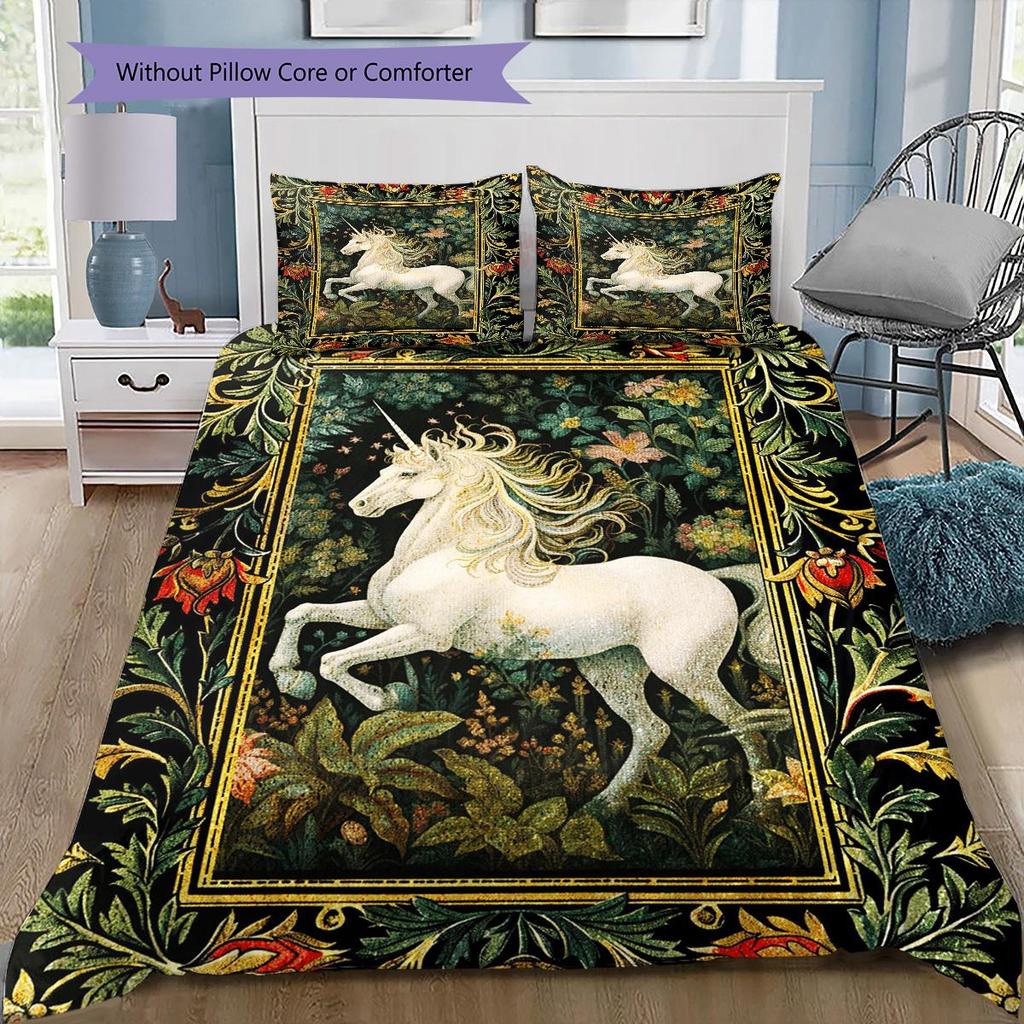 1PC Horse Bedding Quilt Set Quilt Cover Pillowcase Home Decoration Birthday Gift (1 * Duvet Cover + 2 * Pillowcase, Without Core)