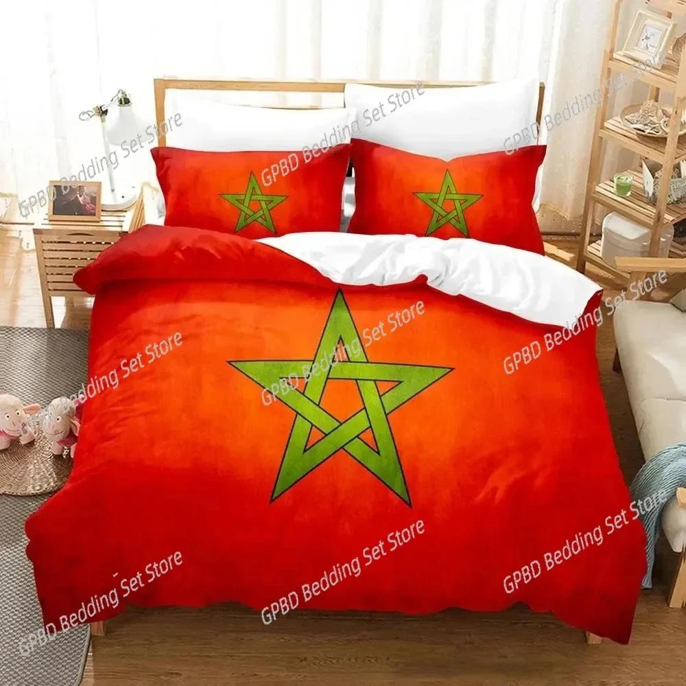 3D Print Morocco Flag Bedding Set For Bedroom Soft Modern Bedspreads Comefortable Kids Duvet Cover Quilt Cover And Pillowcase